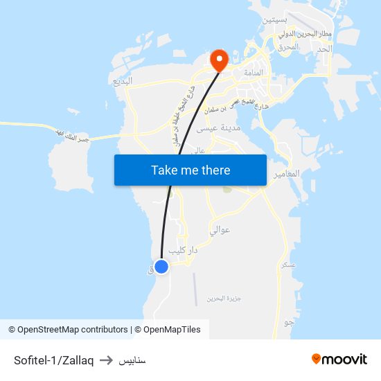 Sofitel-1/Zallaq to سنابيس map