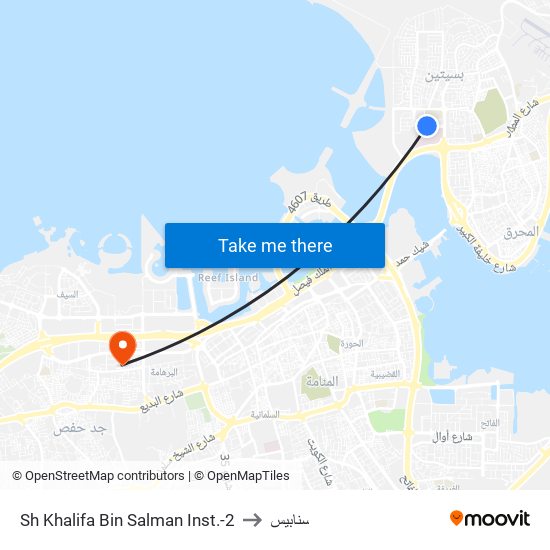 Sh Khalifa Bin Salman Inst.-2 to سنابيس map