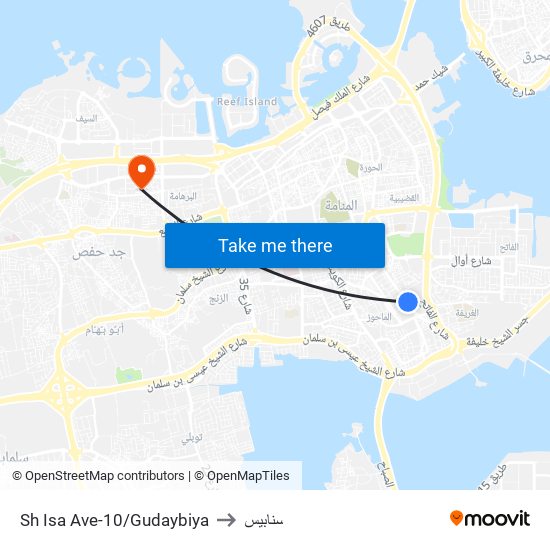 Sh Isa Ave-10/Gudaybiya to سنابيس map