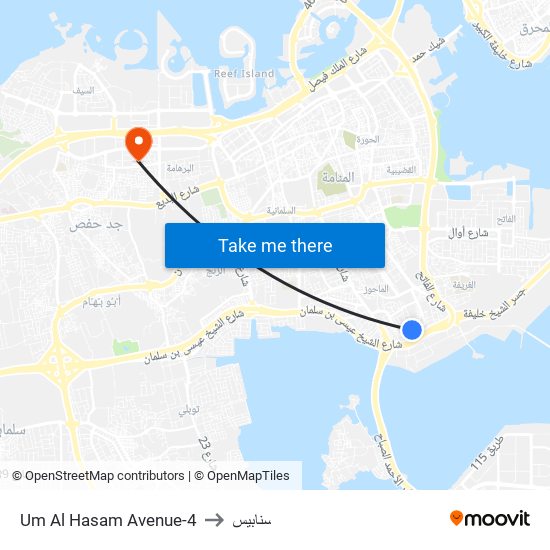 Um Al Hasam Avenue-4 to سنابيس map