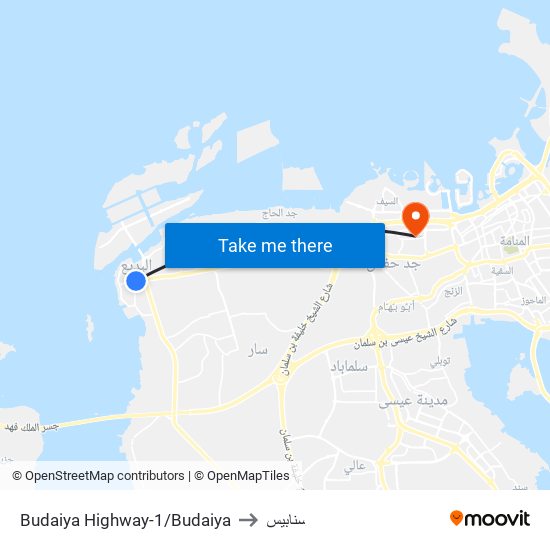 Budaiya Highway-1/Budaiya to سنابيس map