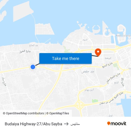 Budaiya Highway-27/Abu Sayba to سنابيس map