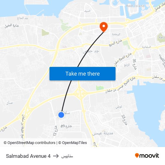 Salmabad Avenue 4 to سنابيس map