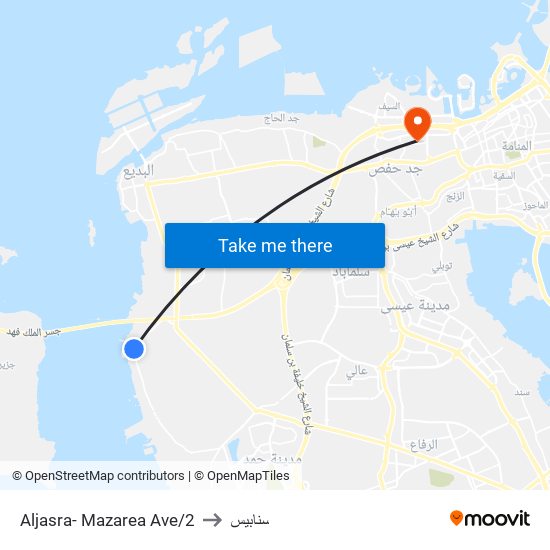 Aljasra- Mazarea Ave/2 to سنابيس map