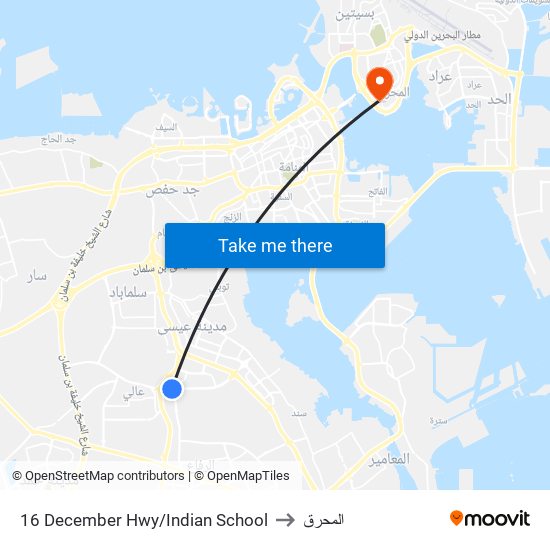16 December Hwy/Indian School to المحرق map