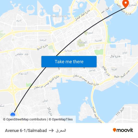 Avenue 6-1/Salmabad to المحرق map