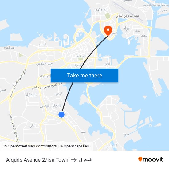 Alquds Avenue-2/Isa Town to المحرق map