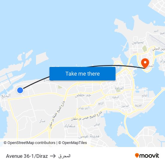 Avenue 36-1/Diraz to المحرق map