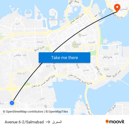 Avenue 6-2/Salmabad to المحرق map