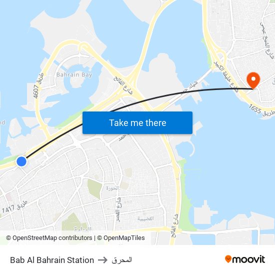 Bab Al Bahrain Station to المحرق map