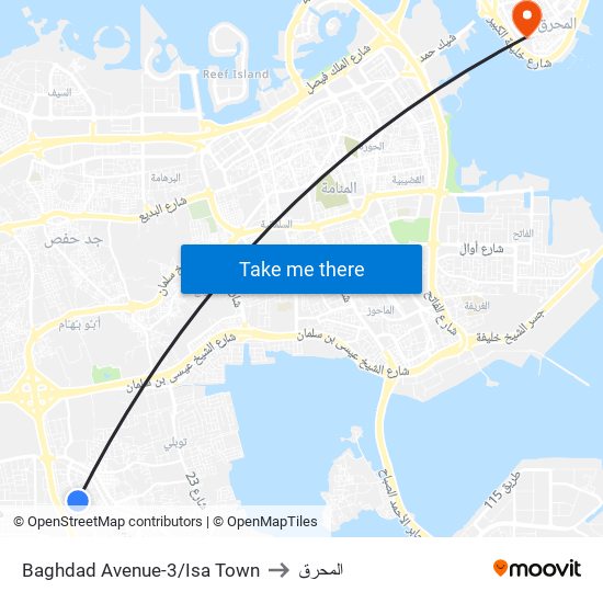 Baghdad Avenue-3/Isa Town to المحرق map
