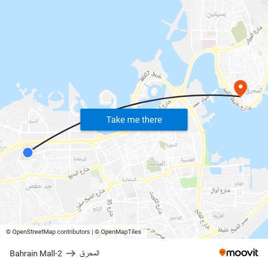 Bahrain Mall-2 to المحرق map