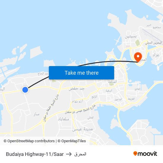 Budaiya Highway-11/Saar to المحرق map