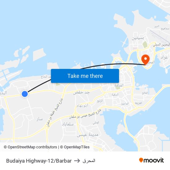 Budaiya Highway-12/Barbar to المحرق map