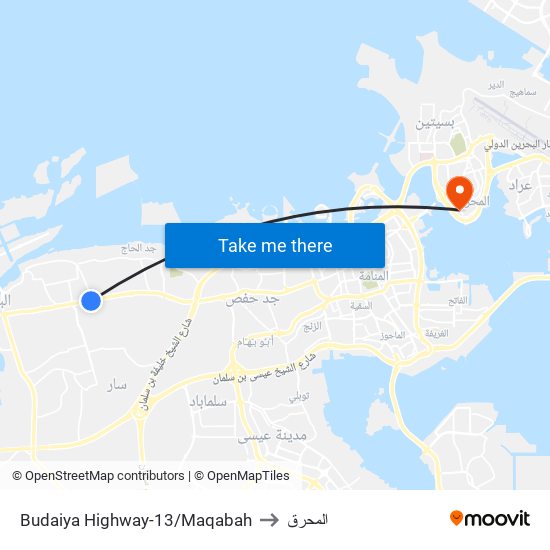 Budaiya Highway-13/Maqabah to المحرق map