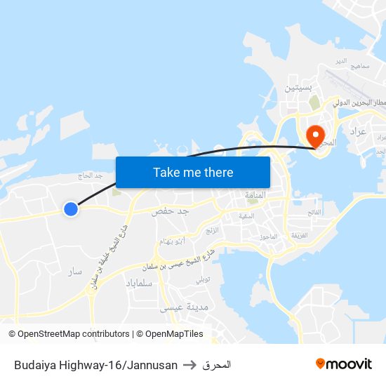 Budaiya Highway-16/Jannusan to المحرق map