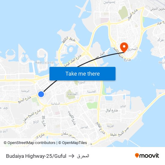 Budaiya Highway-25/Guful to المحرق map