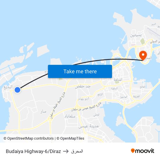 Budaiya Highway-6/Diraz to المحرق map