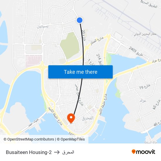 Busaiteen Housing-2 to المحرق map