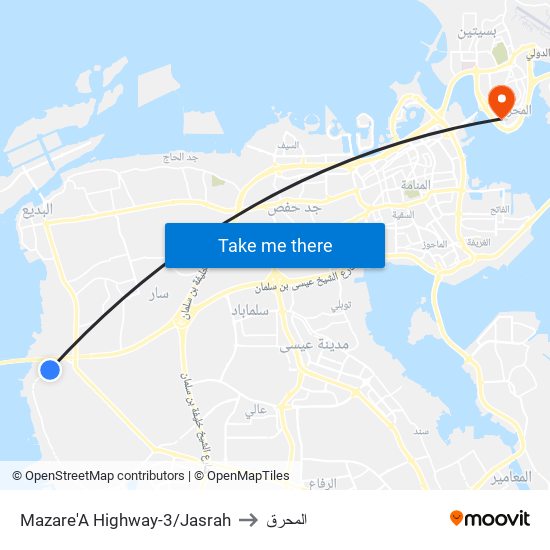 Mazare'A Highway-3/Jasrah to المحرق map