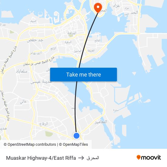 Muaskar Highway-4/East Riffa to المحرق map