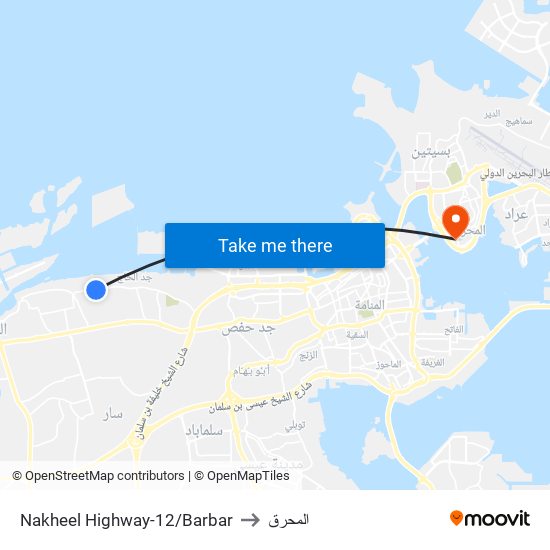 Nakheel Highway-12/Barbar to المحرق map