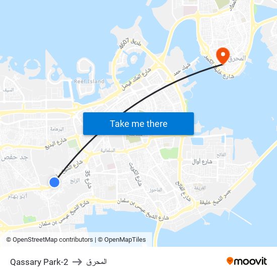 Qassary Park-2 to المحرق map