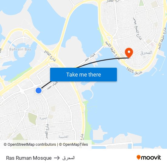 Ras Ruman Mosque to المحرق map