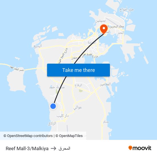 Reef Mall-3/Malkiya to المحرق map