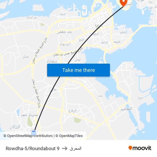 Rowdha-5/Roundabout 9 to المحرق map