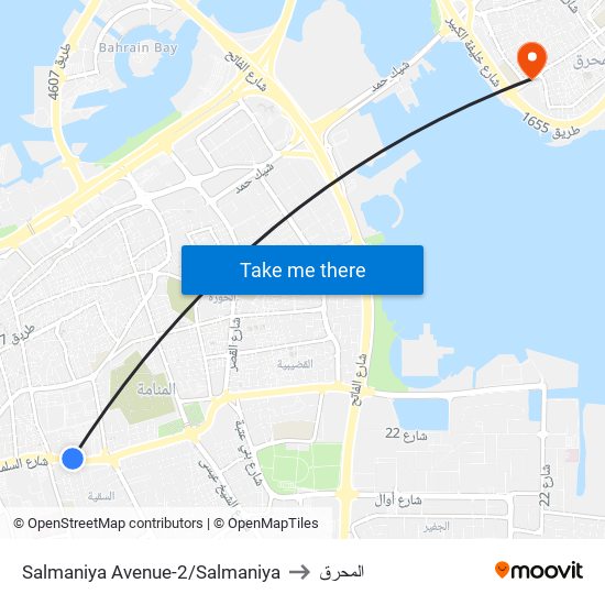 Salmaniya Avenue-2/Salmaniya to المحرق map