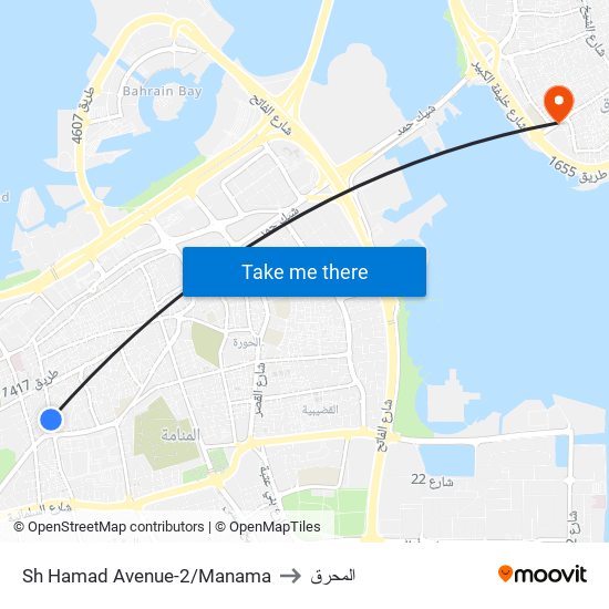 Sh Hamad Avenue-2/Manama to المحرق map