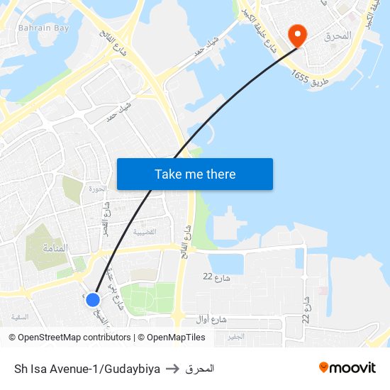 Sh Isa Avenue-1/Gudaybiya to المحرق map