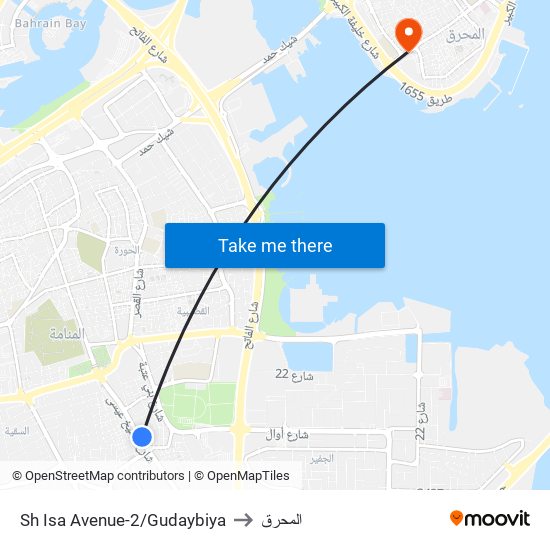 Sh Isa Avenue-2/Gudaybiya to المحرق map