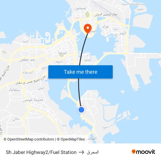Sh Jaber Highway2/Fuel Station to المحرق map