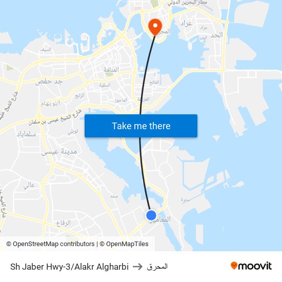 Sh Jaber Hwy-3/Alakr Algharbi to المحرق map