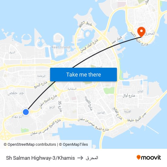 Sh Salman Highway-3/Khamis to المحرق map