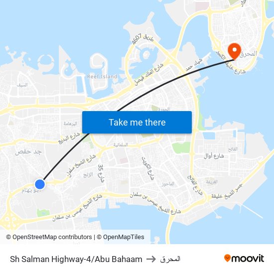 Sh Salman Highway-4/Abu Bahaam to المحرق map