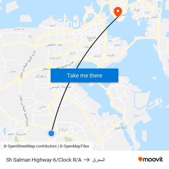 Sh Salman Highway-6/Clock R/A to المحرق map