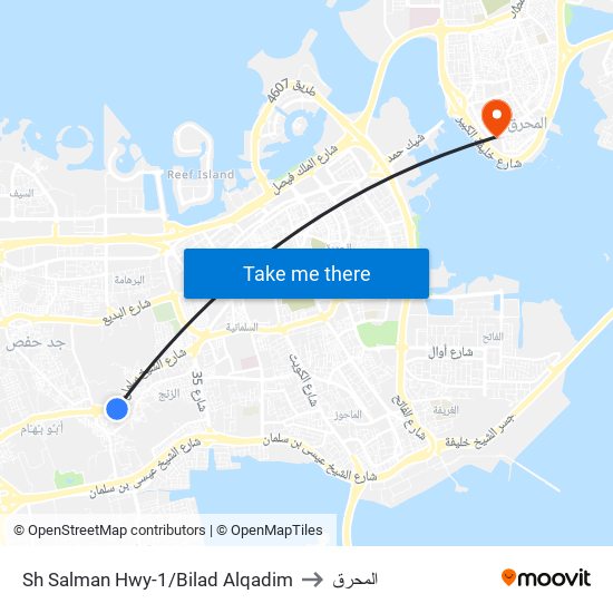 Sh Salman Hwy-1/Bilad Alqadim to المحرق map
