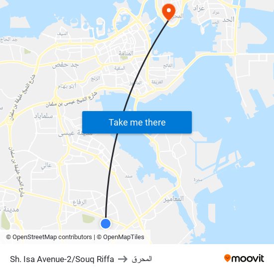 Sh. Isa Avenue-2/Souq Riffa to المحرق map