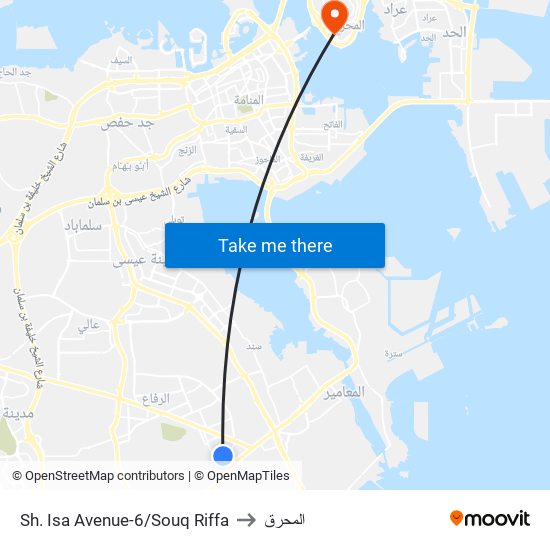 Sh. Isa Avenue-6/Souq Riffa to المحرق map