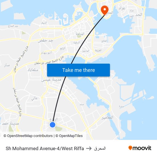 Sh Mohammed Avenue-4/West Riffa to المحرق map