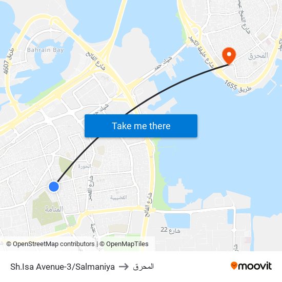 Sh.Isa Avenue-3/Salmaniya to المحرق map