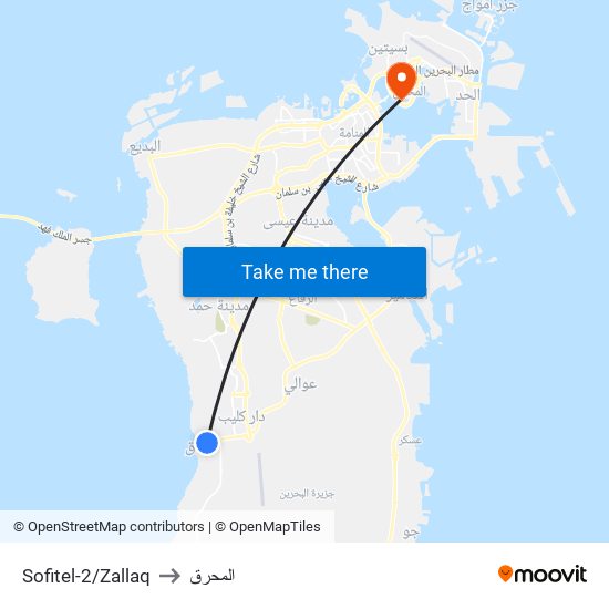 Sofitel-2/Zallaq to المحرق map