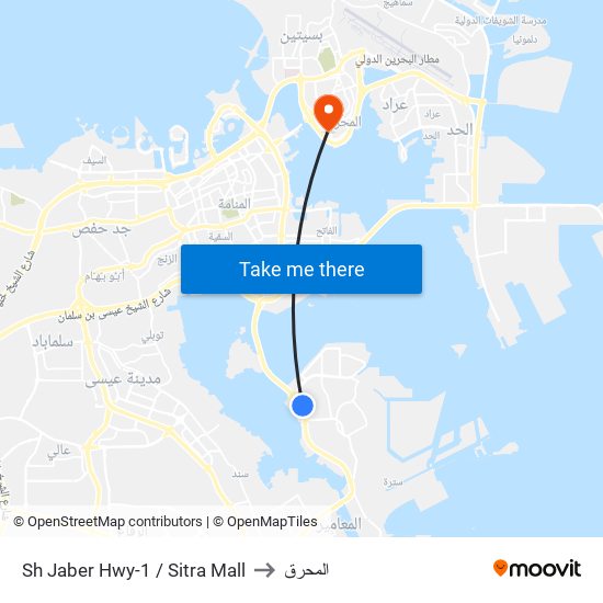 Sh Jaber Hwy-1 / Sitra Mall to المحرق map