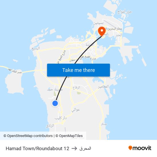 Hamad Town/Roundabout 12 to المحرق map