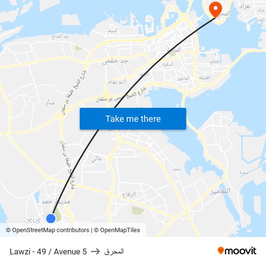 Lawzi - 49 / Avenue 5 to المحرق map