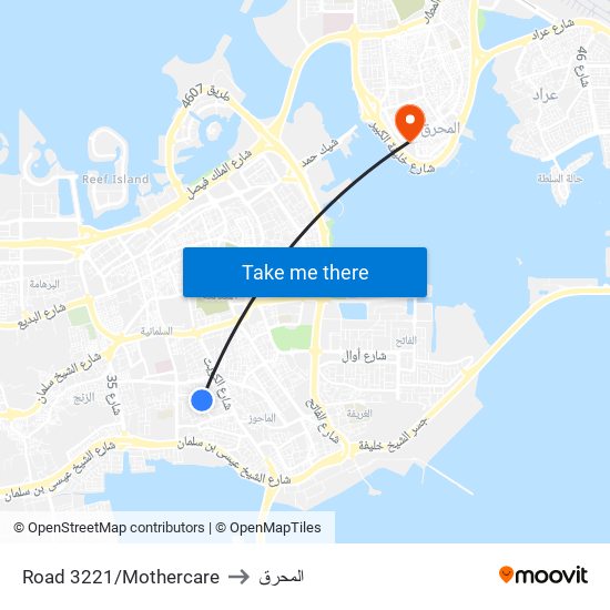 Road 3221/Mothercare to المحرق map