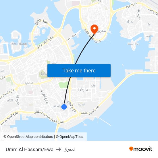 Umm Al Hassam/Ewa to المحرق map